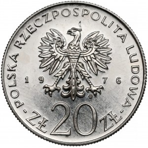 Próba NIKIEL 20 złotych 1976 Ustawy Budżetowe PRL - napis