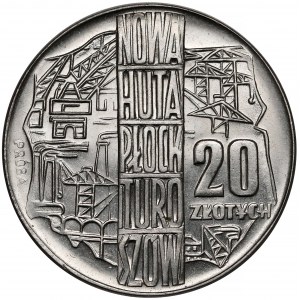 Próba NIKIEL 20 złotych 1964 Nowa Huta, Płock, Turoszów