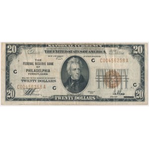 USA, 20 Dollars 1929, National Currency, Philadelphia, C