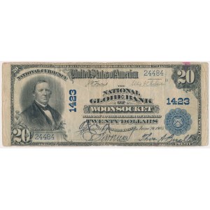 USA, 20 dollars 1902, National Currency, Woonsocket, Rhode Island #1423