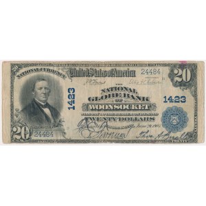 USA, 20 Dollars 1902, National Currency, Woonsocket, Rhode Island #1423