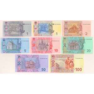 Ukraina, 1-100 hryven 2004-2011 (8szt)