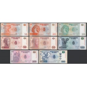 Kongo, 10-500 francs 1997-2007 (8szt)