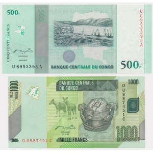 Kongo, 50 francs 2010 i 1.000 francs 2005 (2szt)