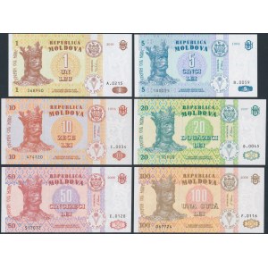 Moldova, 1-100 Lei 1994-2010 (6pcs)