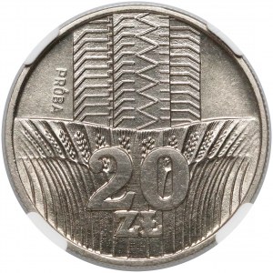 Próba MIEDZIONIKIEL 20 złotych 1973 Wieżowiec i Kłosy 