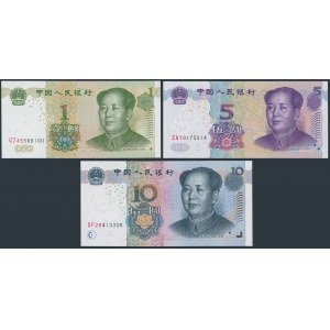 Chiny, 1, 5 i 10 yuan 1999-2005 (3szt)