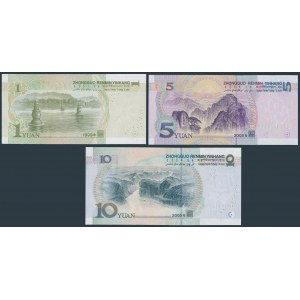 Chiny, 1, 5 i 10 yuan 1999-2005 (3szt)