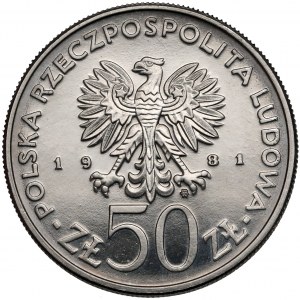 Próba NIKIEL 50 złotych 1981 Sikorski