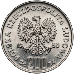 Próba NIKIEL 200 złotych 1980 Lake Placid - narciarz - bez znicza