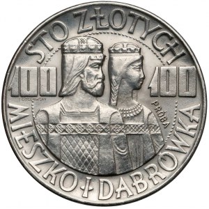 Próba NIKIEL 100 złotych 1966 Mieszko... półpostacie