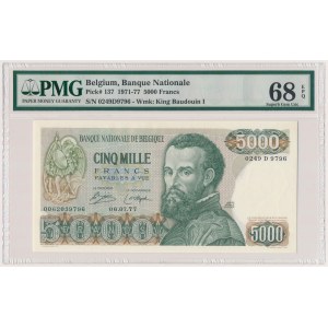 Belgia, 5.000 francs 1977 