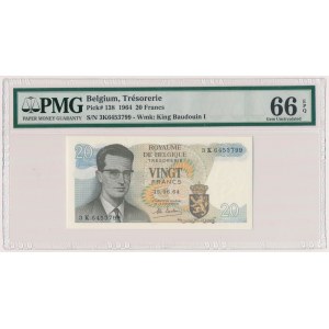 Belgia, 20 francs 1964 