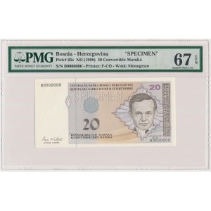 Bosnia and Herzegovina, 20 Convertible Maraka (1998), Croatian issue SPECIMEN