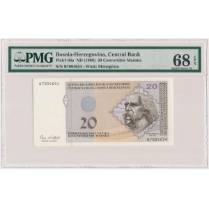 Bosnia and Herzegovina, 20 Convertible Maraka (1998), Serbian issue SPECIMEN