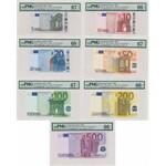 Unia Europejska, 5-500 euro 2002 - S (Włochy) - IDENTYCZNE, NISKIE NUMERY (7szt)