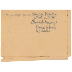 ORANIENBURG Obóz koncentracyjny, korespondencja z obozu 12.1943