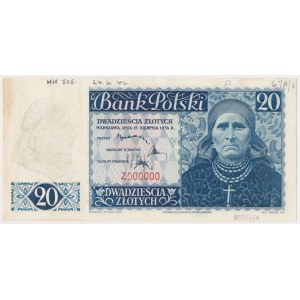 Londyn, 20 złotych 1939 - CANCELLED - Z 000000