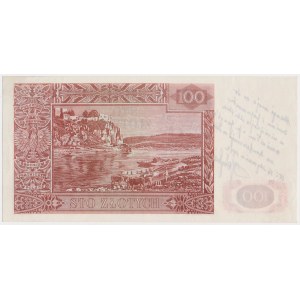 Londyn, 100 złotych 1939 - bez oznaczenia serii i numeracji - z adnotacją Karola Chybińskiego
