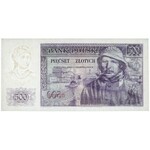 Londyn, 500 złotych 1939 - A 000000 - poddruk zielony - znak wodny od 10 złotych 