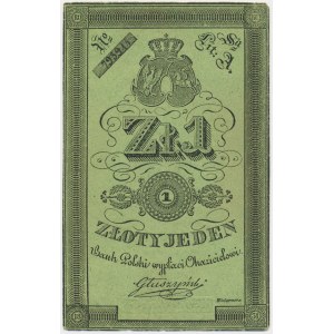 Powstanie listopadowe, 1 złoty 1831 Głuszyński - gruby papier