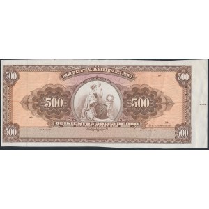 Peru, 500 soles de oro 1963 - nieukończony druk
