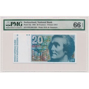 Switzerland, 20 Franken 1992