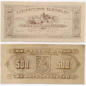 Lithuania, PHOTOGRAPHIC PROOF of UNISSUED 500 Litu c. 1923 (face & back)