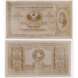 Lithuania, PHOTOGRAPHIC PROOF of UNISSUED 1.000 Muštiniu 1920 (face & back)