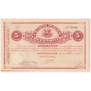 Dominikana, 5 pesos 1876