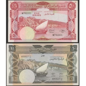 Jemen, 5 dinars (1965) i 10 dinars (1984) - (2szt)