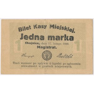 Chojnice, 1 marka 1920 - niemiecki stempel