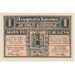 Cieszyn, 1 korona 1919 - niski numer - 00015