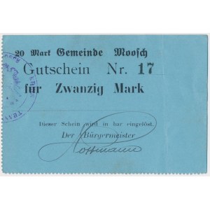 France, Alsace, Moosch, Emergency note 20 Mark 1914-1915