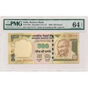India, 500 Rupees 2006 - SOLID 1AE 777777 - letter E