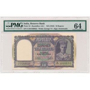 Indie, 10 rupees (1943)