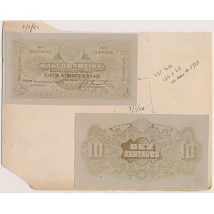 Mozambique, PHOTOGRAPHIC PROOF of UNISSUED 10 Centavos 1919 (face & back) 