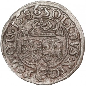 Stefan Batory, Szeląg Olkusz 1586 - NH przy koronie
