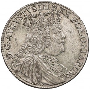 August III Sas, Ort Lipsk 1754 - szerokie, z przekrojem