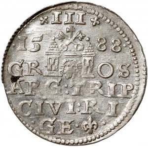 Zygmunt III Waza, Trojak Ryga 1588 - duża głowa 