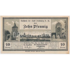 Friedeberg Nm. (Strzelce Krajeńskie), 10 pfg 1920 - perforacja DRUCKPROBE