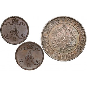 Russia / Finland, 1 Penni - 1 Markka 1874-1892 (3pcs)