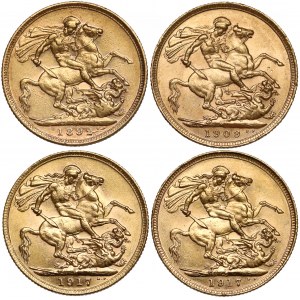 Australia, Wiktoria, Edward VII, Jerzy V, Suweren 1892-1917 (3szt)