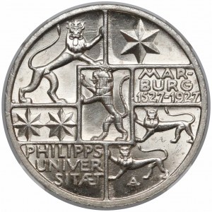 Deutschland, Weimarer Republik, 3 Reichsmark 1927-A - 400 Jahre Philipps-Universität Marburg - NGC MS63