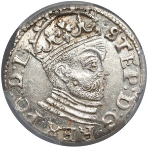 Stefan Batory, Trojak Ryga 1585 - mała głowa - piękny