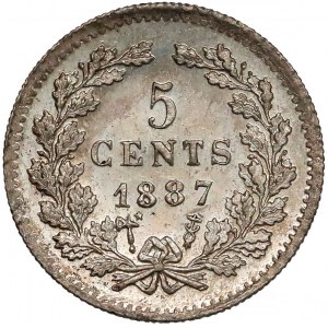 Netherlands, William III, 5 Cents 1887
