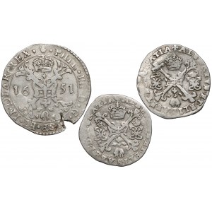 Netherlands, Albert & Isabella, Philip IV, ¼ & ½ patagon 1651 (3pcs)