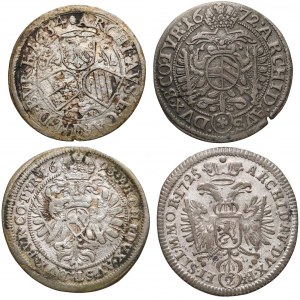 Austria, 3 krajcary 1634-1725, zestaw (4szt)