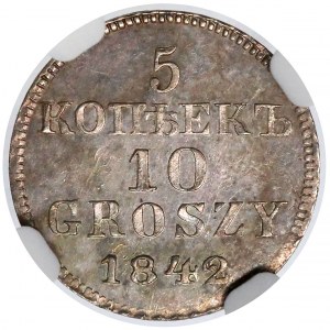 PRÓBA 5 kopiejek = 10 groszy 1842 MW, Warszawa - rzadkość