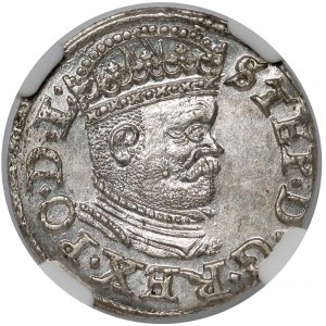 Stefan Batory, Trojak Ryga 1586 - mała głowa - PIĘKNY